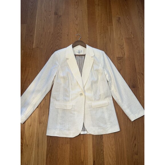 Studio Works Off-White Blazer – Striped Liner Tailored Classic Jacket - Picture 2 of 8